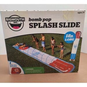BigMouth Bomb Pop Splash Slide 18 Feet Long - Red White & Blue Ice Pop Slide NEW